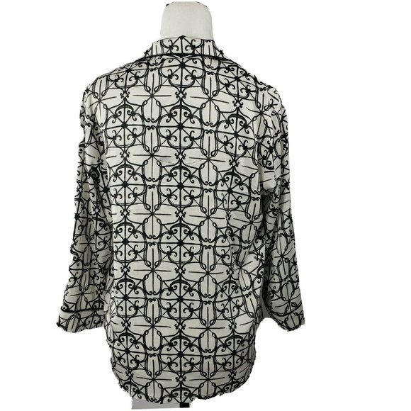 Kate Spade Button-Front Pajama Top M Scroll Print - Picture 3 of 4
